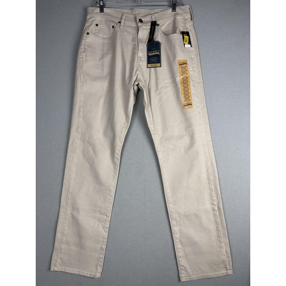 Cremieux Jeans Mens 32x32 Khaki Relaxed Straight Stretch Denim Pants Casual